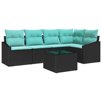 Set di divani con cuscino 6 pcs Nero polyrattan | homemem39