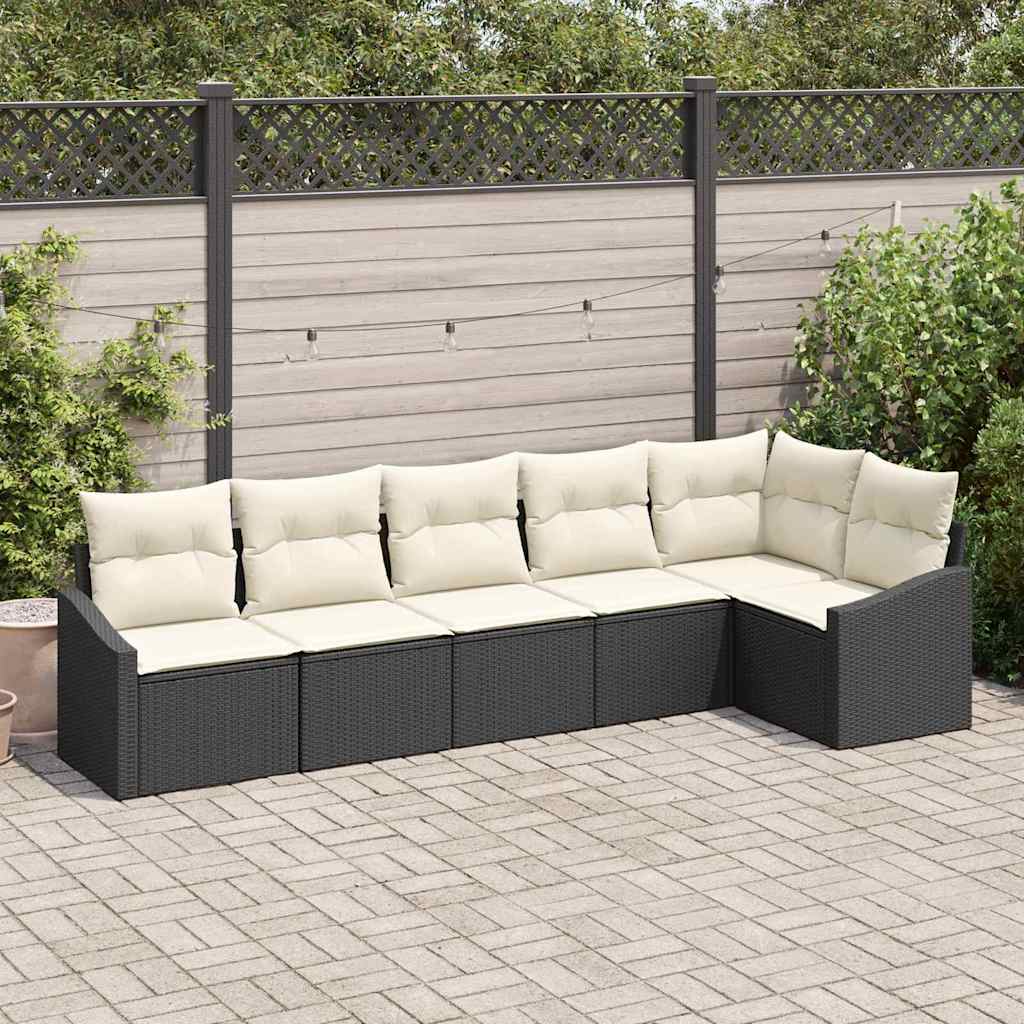 Set di divani con cuscino 6 pcs Nero polyrattan | homemem39