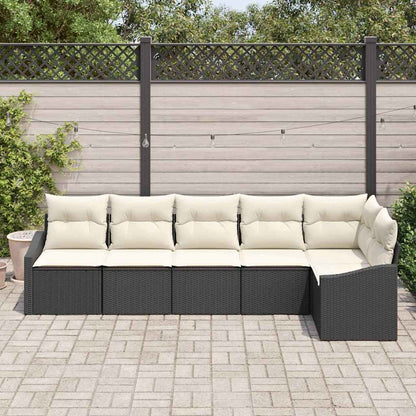 Set di divani con cuscino 6 pcs Nero polyrattan | homemem39