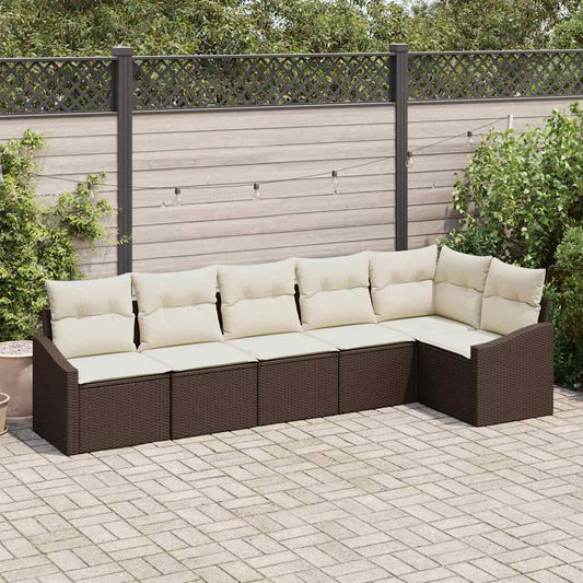 Set Divano da Giardino 6 pcs Marrone Poly Rattan