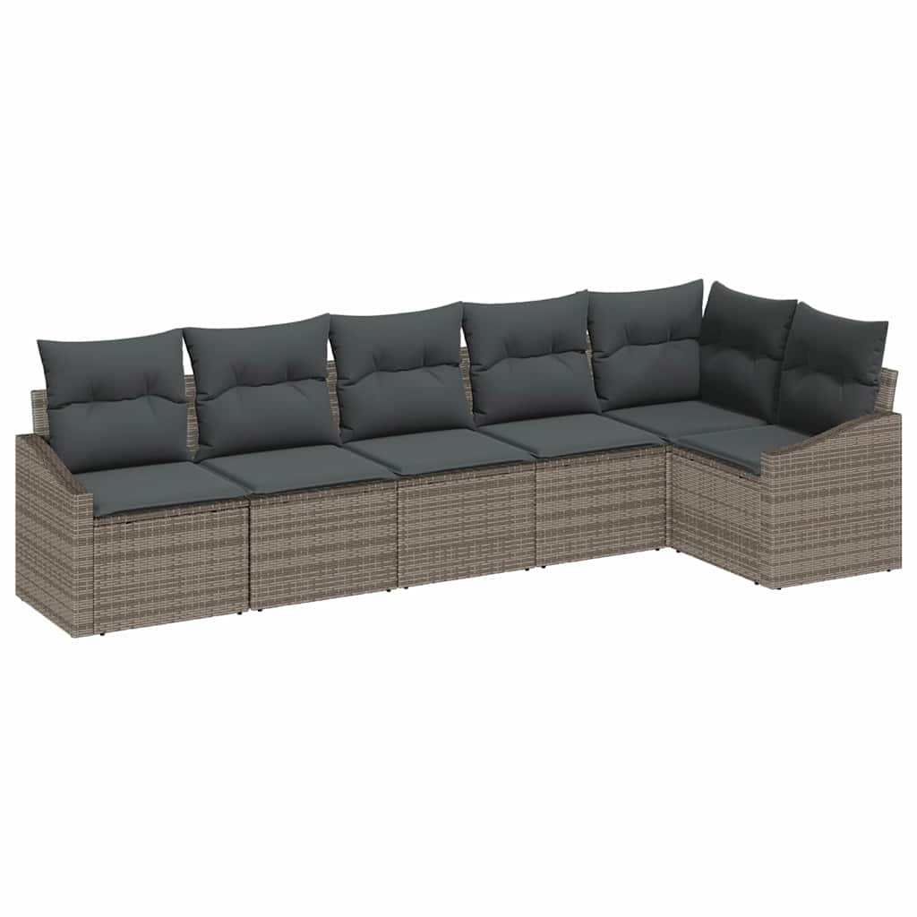 Set di divani con cuscino 6 pcs Grigio polyrattan | homemem39