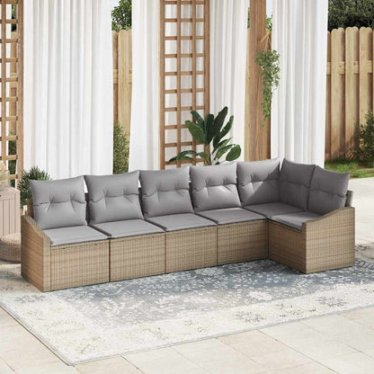 Set Divano da Giardino 6 pcs Beige Poly Rattan
