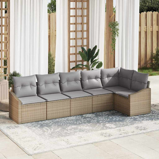 Set Divano da Giardino 6 pcs Beige Poly Rattan