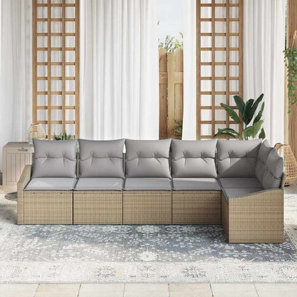 Set Divano da Giardino 6 pcs Beige Poly Rattan