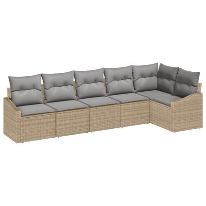 Set Divano da Giardino 6 pcs Beige Poly Rattan