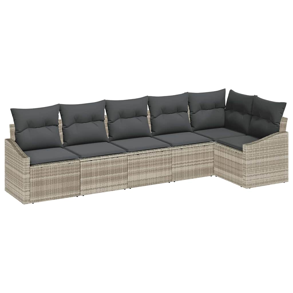 Set di divani con cuscino 6 pcs Grigio chiaro polyrattan | homemem39