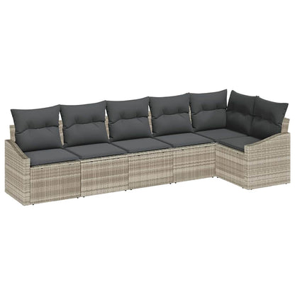 Set di divani con cuscino 6 pcs Grigio chiaro polyrattan | homemem39
