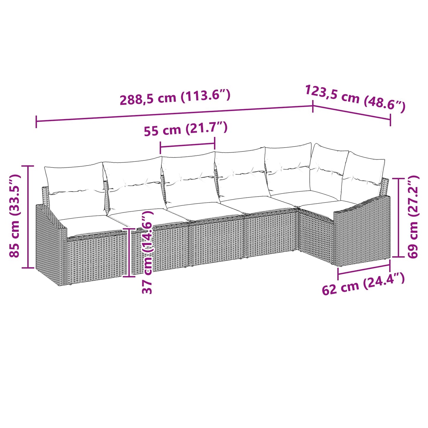 Set di divani 6 pz Marrone polyrattan | homemem39