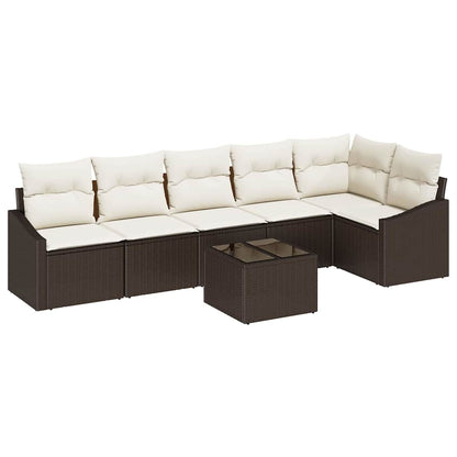 Set Divano da Giardino 7 pcs Marrone Poly Rattan