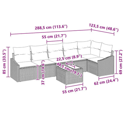 Set Divano da Giardino 7 pcs Beige Poly Rattan