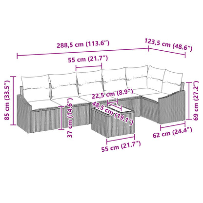 Set di divani con cuscino 7 pcs Nero polyrattan | homemem39