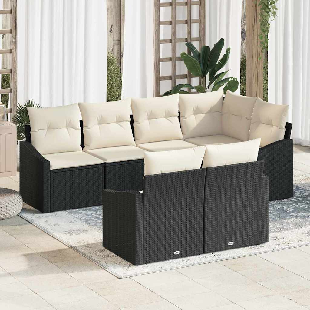 Set di divani 7 pz Nero polyrattan | homemem39