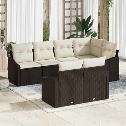 Set di divani con cuscino 7 pcs Marrone polyrattan | homemem39