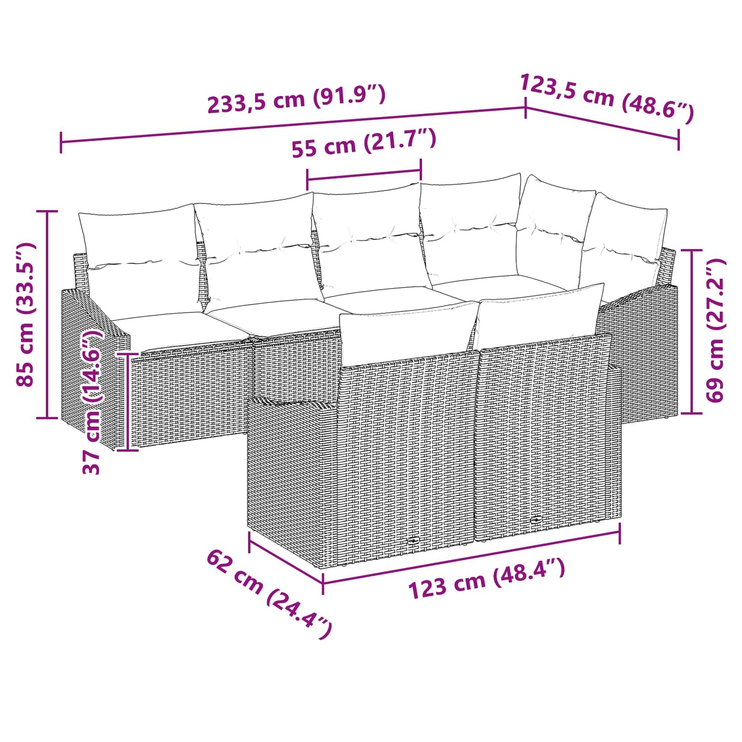 Set di divani 7 pz Marrone polyrattan | homemem39