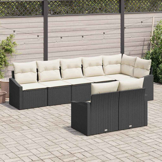 Set Divano da Giardino 8 pcs Nero Poly Rattan