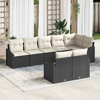 Set Divano da Giardino 8 pcs Nero Poly Rattan