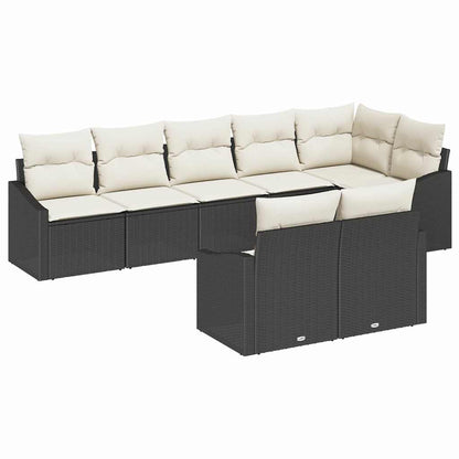 Set Divano da Giardino 8 pcs Nero Poly Rattan