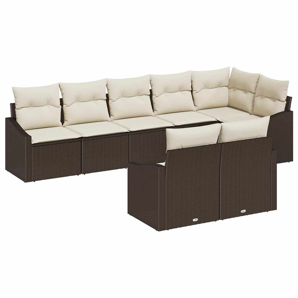 Set di divani con cuscino 8 pcs Marrone polyrattan | homemem39