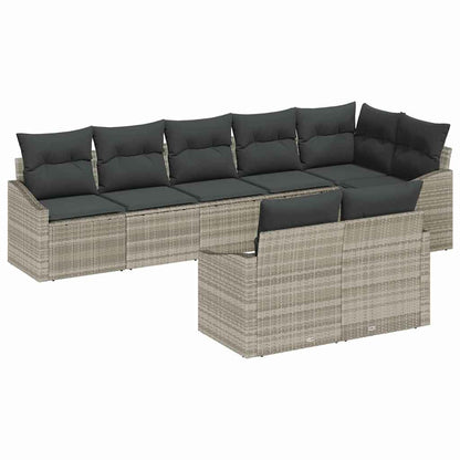 Set Divano da Giardino 8 pcs Grigio chiaro Poly Rattan