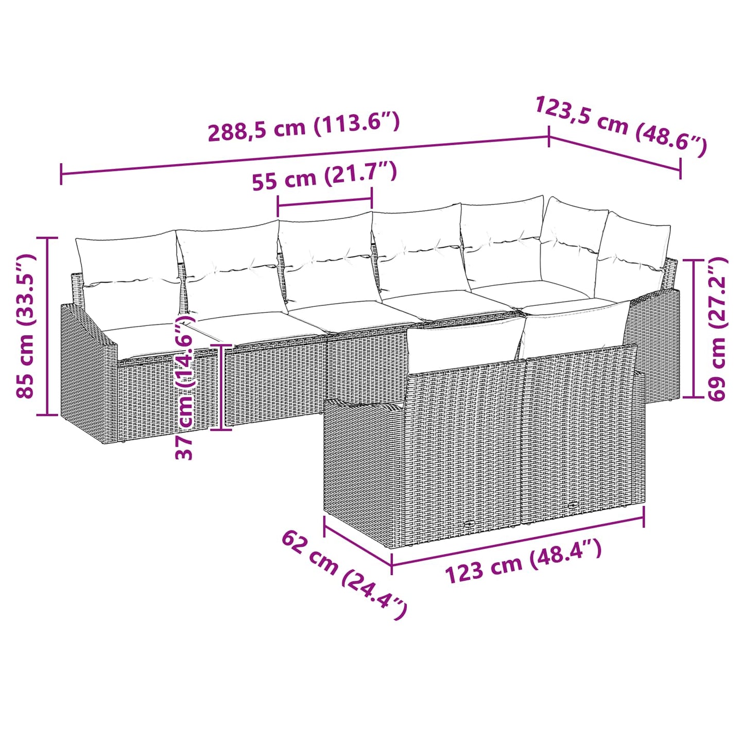 Set di divani 8 pz Marrone polyrattan | homemem39