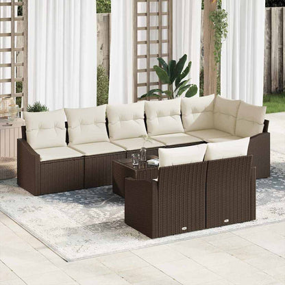 Set di divani con cuscino 9 pcs Marrone polyrattan | homemem39