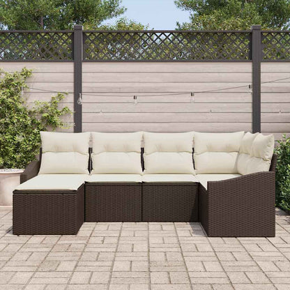 Set Divano da Giardino 6 pcs Marrone Poly Rattan