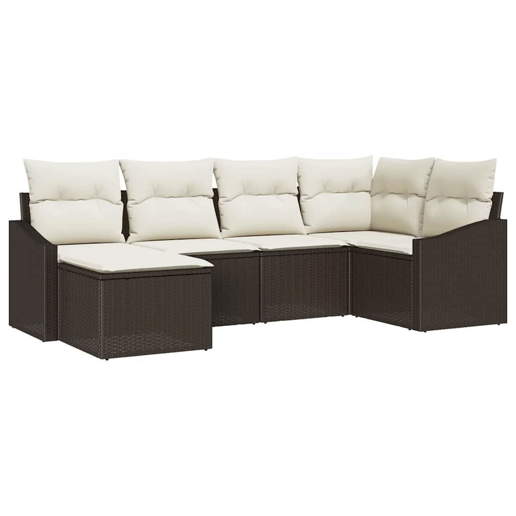 Set Divano da Giardino 6 pcs Marrone Poly Rattan