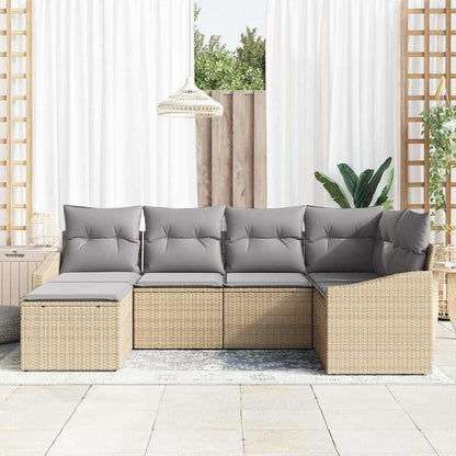 Set Divano da Giardino 6 pcs Beige Poly Rattan