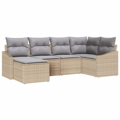 Set Divano da Giardino 6 pcs Beige Poly Rattan