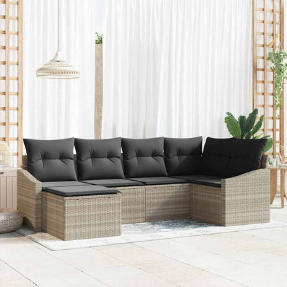 Set di divani con cuscino 6 pcs Grigio chiaro polyrattan | homemem39
