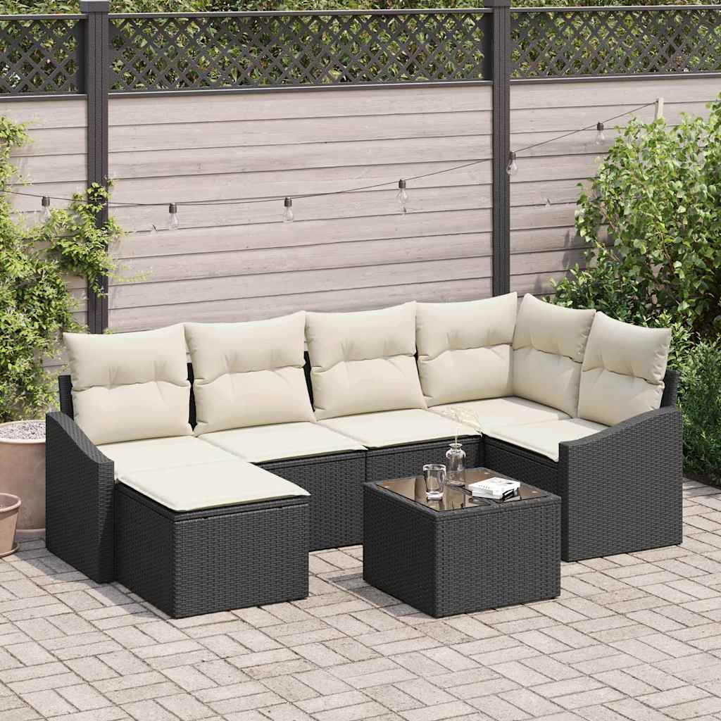 Set di divani 7 pz Nero polyrattan | homemem39