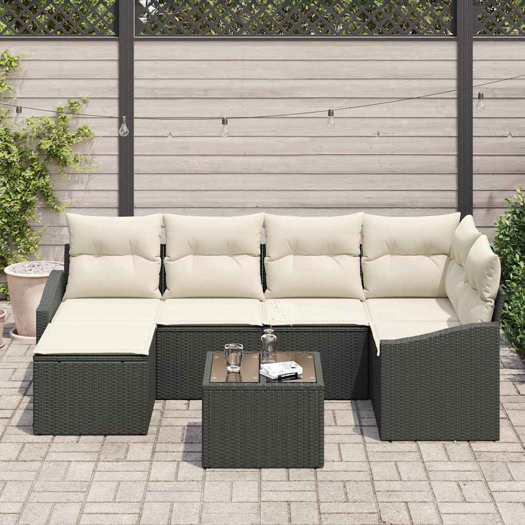 Set di divani 7 pz Nero polyrattan | homemem39