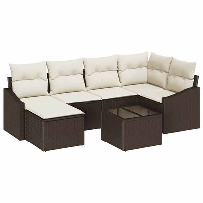 Set Divano da Giardino 7 pcs Marrone Poly Rattan