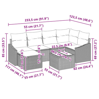 Set di divani con cuscino 7 pcs Nero polyrattan | homemem39