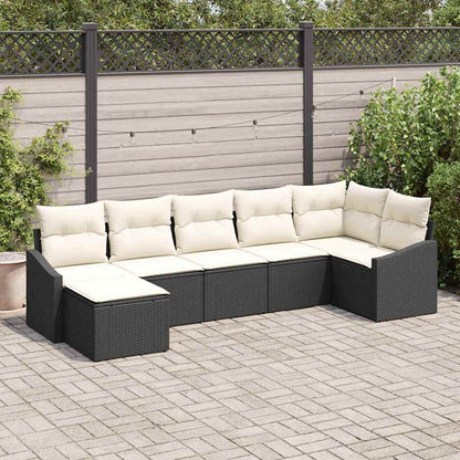 Set di divani con cuscino 7 pcs Nero polyrattan | homemem39