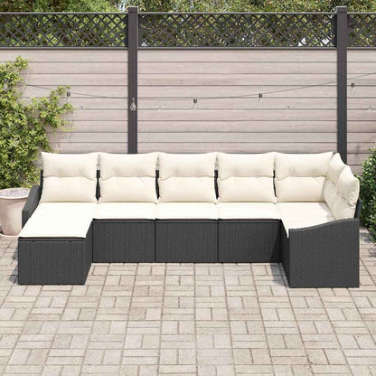 Set di divani con cuscino 7 pcs Nero polyrattan | homemem39