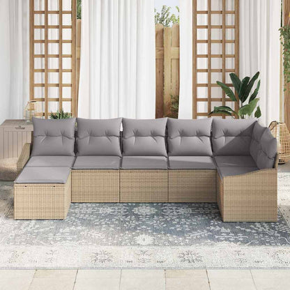Set di divani con cuscino 7 pcs Beige polyrattan | homemem39