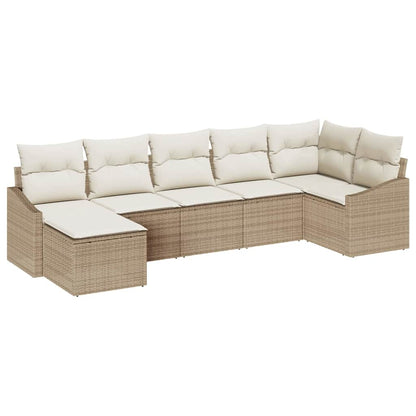 Set Divano da Giardino 7 pcs Beige Poly Rattan