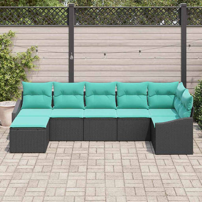 Set di divani con cuscino 7 pcs Nero polyrattan | homemem39