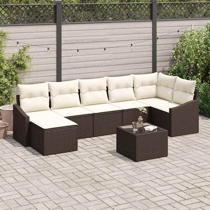 Set di divani con cuscino 8 pcs Marrone polyrattan | homemem39