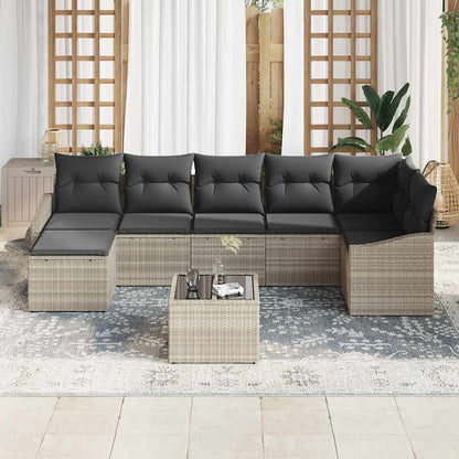 Set Divano da Giardino 8 pcs Grigio chiaro Poly Rattan