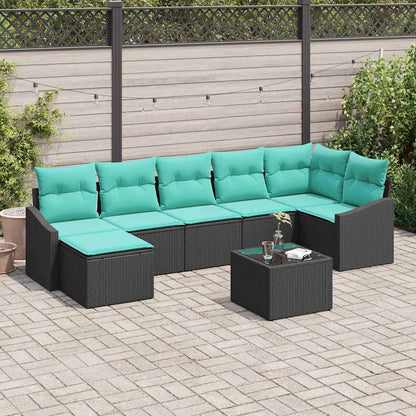 Set di divani con cuscino 8 pcs Nero polyrattan | homemem39