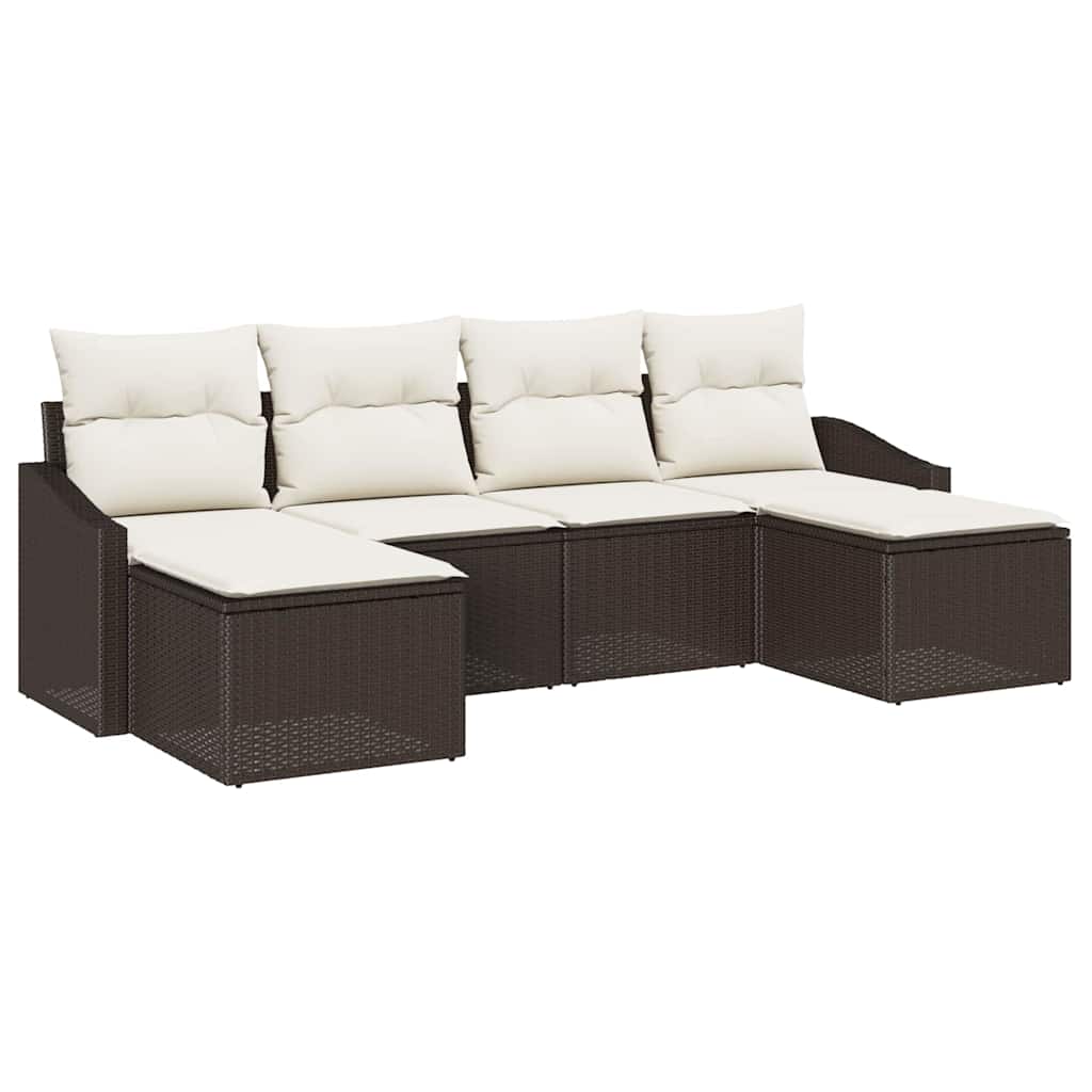Set di divani con cuscino 6 pcs Marrone polyrattan | homemem39