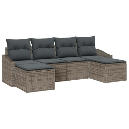 Set Divano da Giardino 6 pcs Grigio Poly Rattan