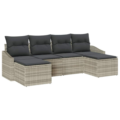 Set Divano da Giardino 6 pcs Grigio chiaro Poly Rattan