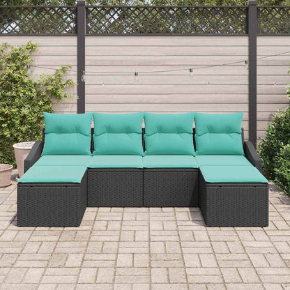 Set di divani con cuscino 6 pcs Nero polyrattan | homemem39