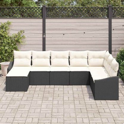 Set Divano da Giardino 8 pcs Nero Poly Rattan