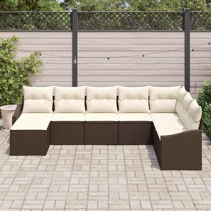 Set Divano da Giardino 8 pcs Marrone Poly Rattan