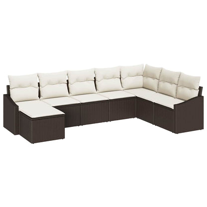 Set Divano da Giardino 8 pcs Marrone Poly Rattan