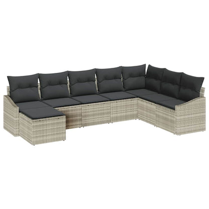 Set Divano da Giardino 8 pcs Grigio chiaro Poly Rattan